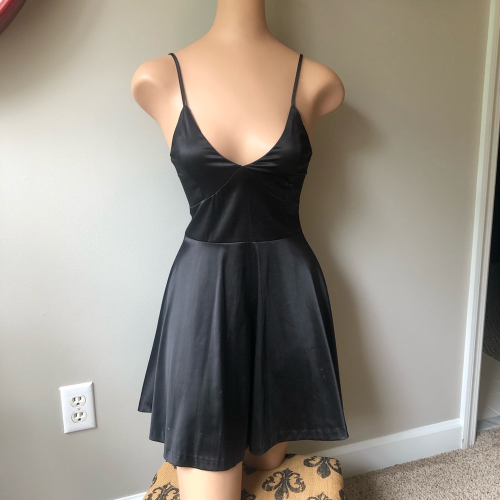 Black silk v-neck dress